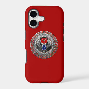 [800] Sacred Silver Egyptian Winged Scarab & Ankh iPhone 17 Case