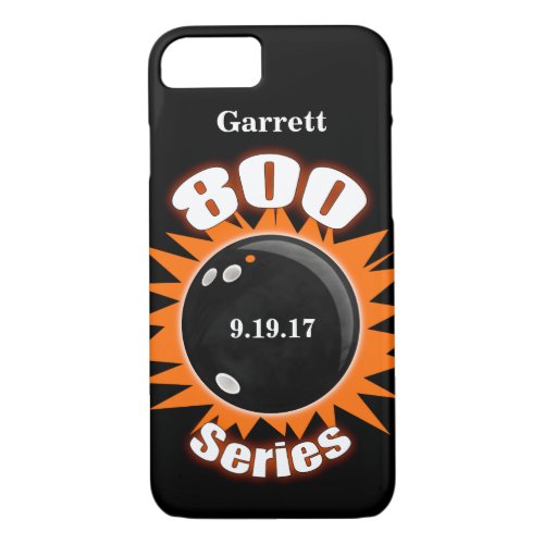 800 Series in Black and Orange with name iPhone 87 Case