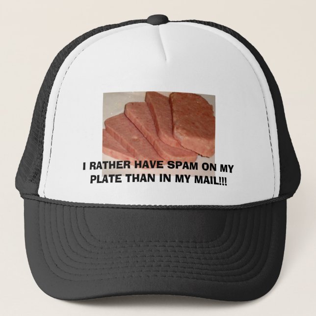 800px-Spam_with_cans, I RATHER HAVE SPAM ON MY ... Trucker Hat (Front)