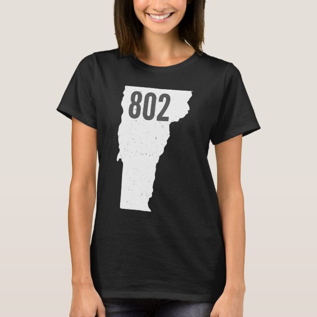802 Vermont Area Code Pride State Outline T-Shirt (Front)