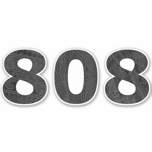 808 Hawaii Tribal Blk Gray Sticker (Front)