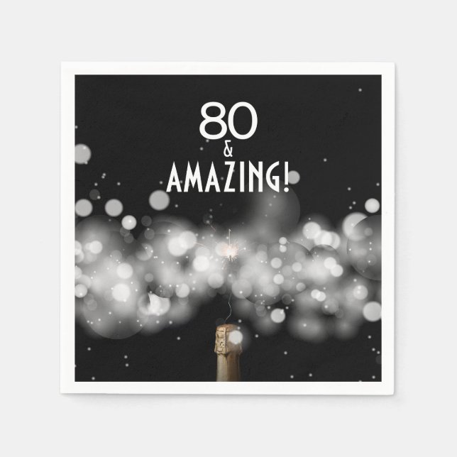 80 and Amazing Champagne Party Napkins (Front)