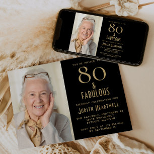 80 and Fabulous 80th Birthday Party Invitation