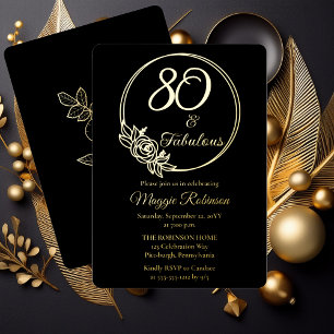 80 and Fabulous 80th Birthday Party Stamped Foil Invitation