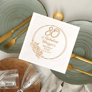80 and Fabulous 80th Birthday Party Stamped Foil Napkins