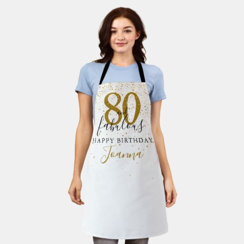 80 and Fabulous Birthday Elegant Gold and Black Apron