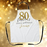 80 and Fabulous Birthday Elegant Gold and Black Apron<br><div class="desc">This chic black and gold script typography,  80 and fabulous gold stars confetti birthday apron can be personalized with your birthday celebration details. Designed by Thisisnotme©</div>