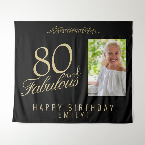 80 and Fabulous Birthday Photo Black Backdrop