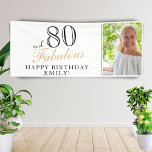 80 and Fabulous Elegant 80th Birthday Photo Banner<br><div class="desc">80 and Fabulous Elegant 80th Birthday Photo Banner. Great sign for the 80th birthday party with a custom photo, inspirational and funny quote 80 and fabulous. Personalize the sign with your photo, your name and the age, and make your own birthday party banner. It`s great for a woman`s birthday party....</div>