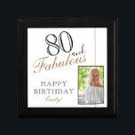 80 and Fabulous Elegant 80th Birthday Photo Gift Box<br><div class="desc">80 and Fabulous Elegant 80th Birthday Photo gift box. Add your name and photo.</div>