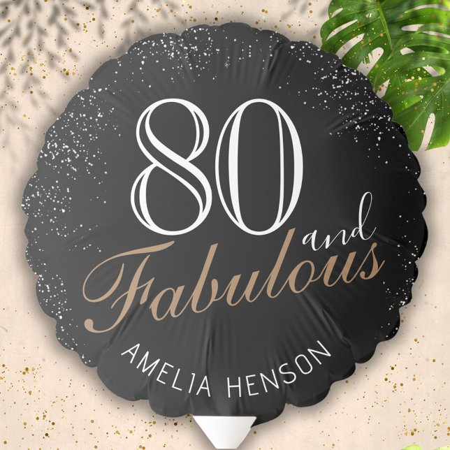 80 and Fabulous Elegant Black 80th Birthday Balloon (Creator Uploaded)