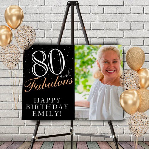 80 and Fabulous Elegant Black 80th Birthday Photo Foam Board