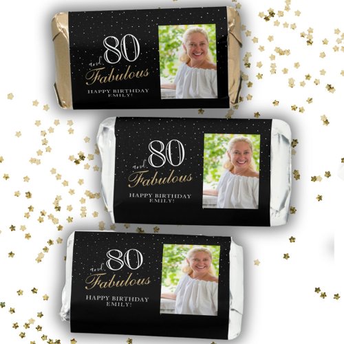 80 and Fabulous Elegant Black 80th Birthday Photo  Hersheys Miniatures