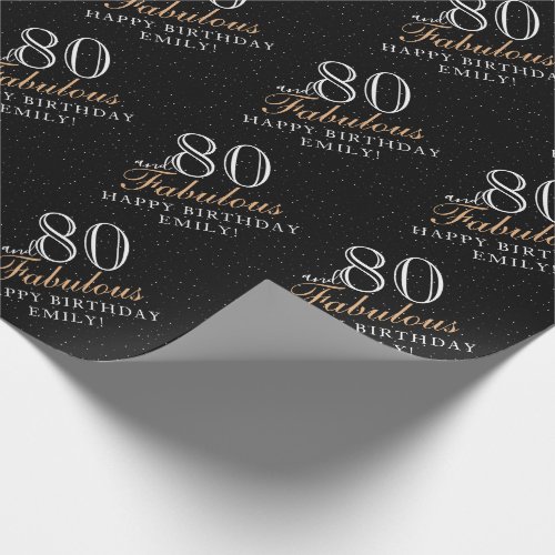 80 and Fabulous Elegant Black 80th Birthday Wrapping Paper