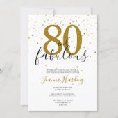 80 and Fabulous Elegant Gold and Black Birthday Invitation | Zazzle