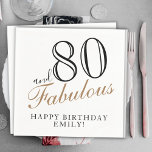80 and Fabulous Elegant Script 80th Birthday Napkins<br><div class="desc">80 and Fabulous Elegant Script 80th Birthday Napkins. The saying 80 and fabulous is in modern script on a white background. Make your own 80th birthday party paper napkin for her. Customize with the name and age.</div>