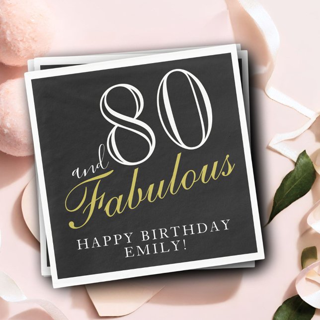 80 and Fabulous Elegant Script 80th Birthday Napkins (Creator Uploaded)