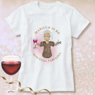80 and Fabulous Ethnic Female Cartoon Birthday T-Shirt