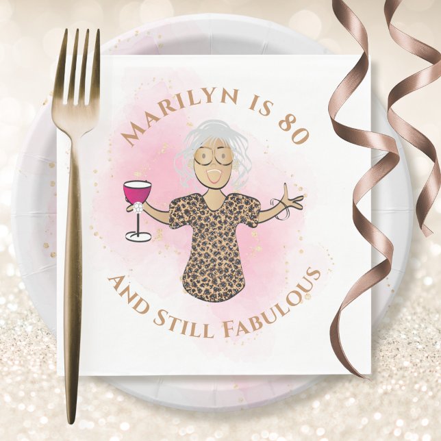 80 and Fabulous Ethnic Glam Funny 80th Birthday Napkins (Creator Uploaded)