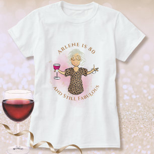 80 and Fabulous Female Cartoon Fun 80th Birthday T-Shirt