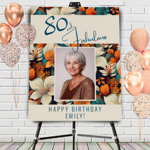 80 and Fabulous Flower Pattern Birthday Photo Foam Board