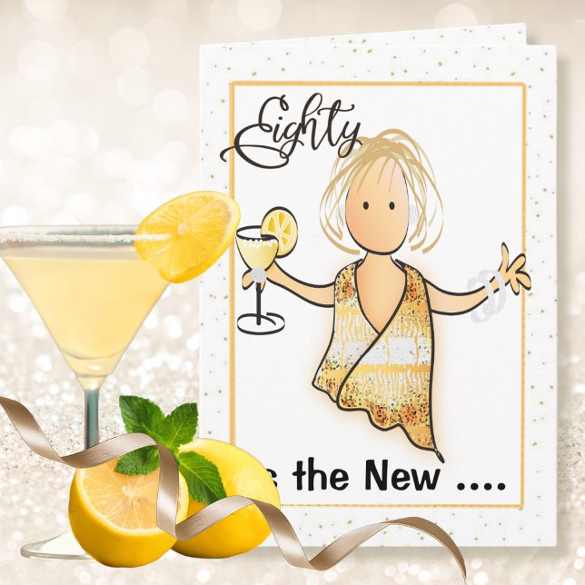 80 and Fabulous Funny Cute Female Cartoon Birthday Card (Creator Uploaded)