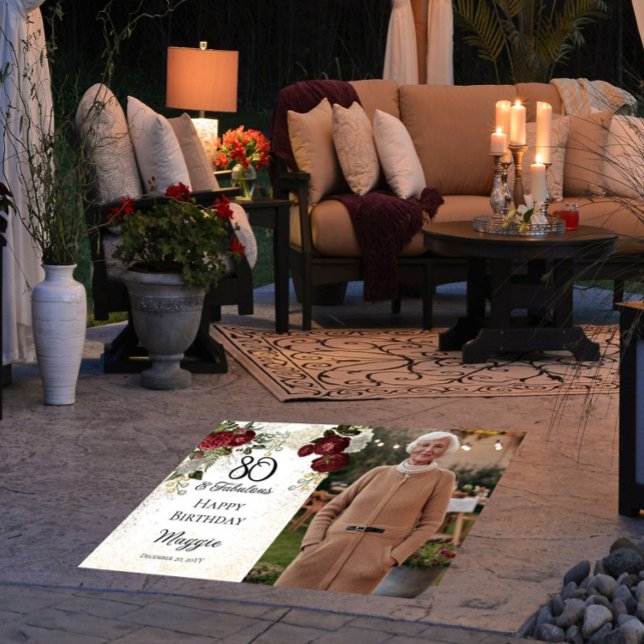 80 and Fabulous Glam Rose Floral Birthday Party Floor Decals (Creator Uploaded)