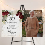 80 and Fabulous Glam Rose Floral Birthday Party Foam Board<br><div class="desc">Elegant and classy dark red and burgundy floral roses with seed pearls on a splatter sepia colored frame "80 and Fabulous" birthday party design by Holiday Hearts Designs.</div>