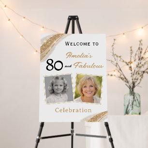 80 and Fabulous Gold Birthday Welcome Photo Foam Board