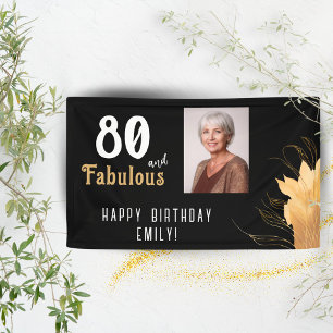 80 and Fabulous Gold Foliage 80th Birthday Photo Banner