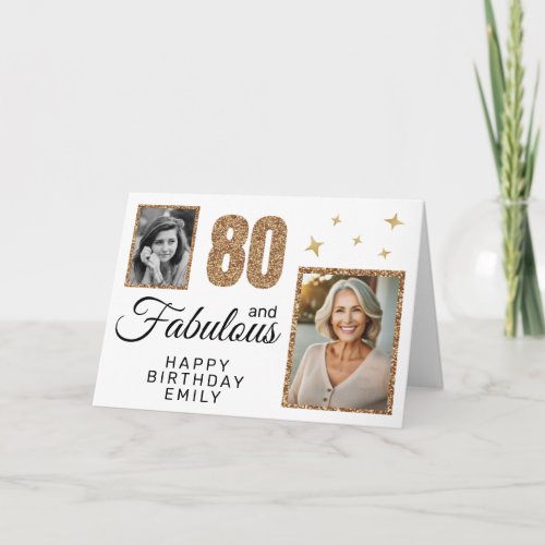 80 and Fabulous Gold Glitter 2 Photo 80th Birthday