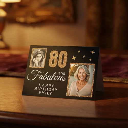 80 and Fabulous Gold Glitter 2 Photo 80th Birthday