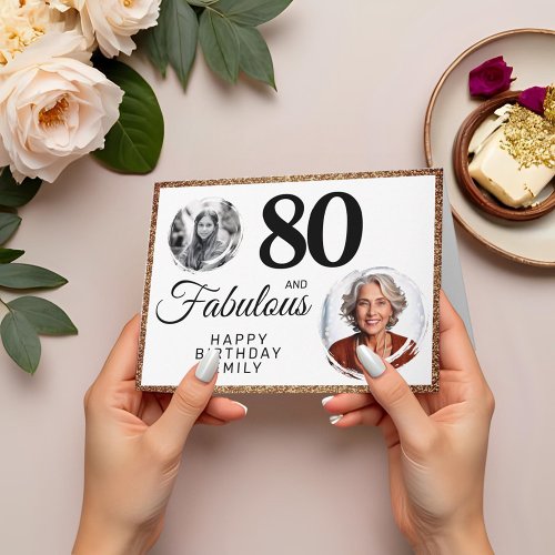 80 and Fabulous Gold Glitter 2 Photo 80th Birthday