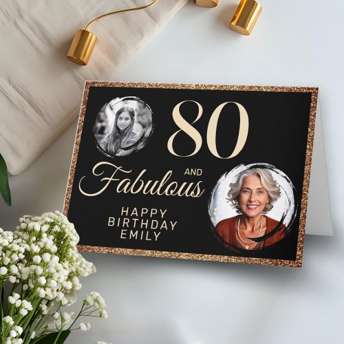 80 and Fabulous Gold Glitter 2 Photo 80th Birthday
