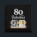 80 and Fabulous Gold Glitter 2 Photo 80th Birthday Gift Box<br><div class="desc">80 and Fabulous Gold Glitter 2 Photo 80th Birthday gift box. Personalized gift box with 2 photos and faux gold glitter. Add your photos - you can use an old and new photo.</div>