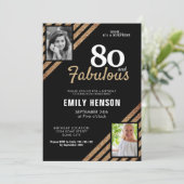 80 and Fabulous Gold Glitter 2 Photo 80th Birthday Invitation | Zazzle