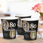 80 and Fabulous Gold Glitter 2 Photo 80th Birthday Paper Cups<br><div class="desc">80 and Fabulous Gold Glitter 2 Photo 80th Birthday Paper Cups. Add your photos - you can use an old and a new photo. Add your name and age.</div>