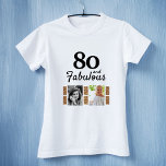 80 and Fabulous Gold Glitter 2 Photo 80th Birthday T-Shirt<br><div class="desc">80 and Fabulous Gold Glitter 2 Photo 80th Birthday T-shirt. Add your photos - you can use an old and new photo.</div>