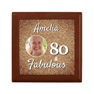 80 and Fabulous Gold Glitter 80th Birthday Photo Gift Box