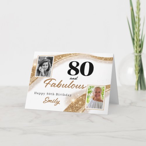 80 and Fabulous Gold Glitter Photo 80th Birthday