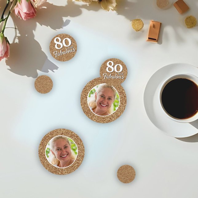 80 and Fabulous Gold Glitter Photo 80th Birthday  Confetti (Creator Uploaded)