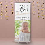 80 and Fabulous Modern Black 80th Birthday Photo Retractable Banner<br><div class="desc">80 and Fabulous Modern Black 80th Birthday Photo Banner. Elegant for the 80th birthday party with a custom photo, inspirational quote 80 and fabulous and text in trendy script with a name. Personalize the sign with your photo, your name and the age number, and make your own fun birthday party...</div>
