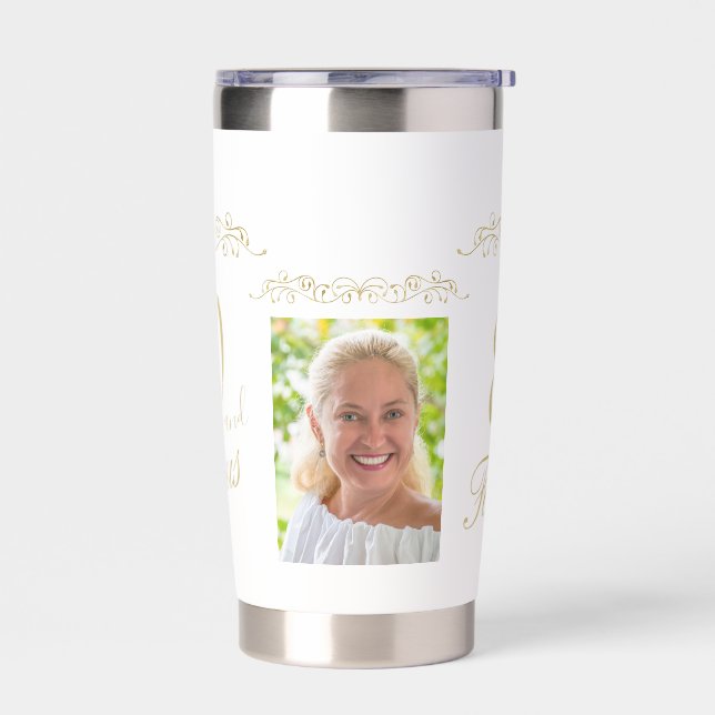 80 and Fabulous Ornament 80th Birthday Photo Insulated Tumbler (Left)