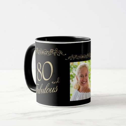 80 and Fabulous Ornament 80th Birthday Photo Mug