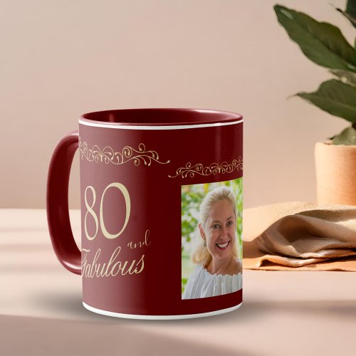 80 and Fabulous Ornament 80th Birthday Photo Mug
