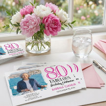 80 and Fabulous Photo Pink Black 80th Birthday