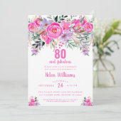 80 and fabulous pink 80th birthday invitation (Standing Front)