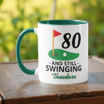 80 and Still Swinging, Funny 80th Birthday Golfer Mug<br><div class="desc">Celebrate turning 80 with a swing! This funny golf-themed mug features the phrase "80 and Still Swinging" — perfect for any golfer hitting the big 8-0. Add a name to make it extra special! A great birthday gift for golf lovers who enjoy a good laugh on and off the course....</div>