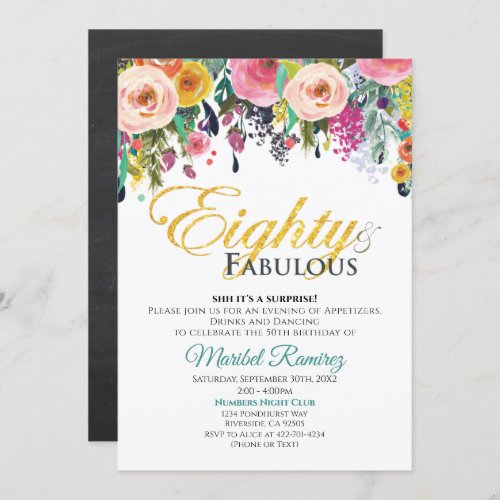 80 Anniversary Fabulous Invitation