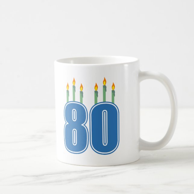 80 Birthday Candles (Blue / Green) Coffee Mug (Right)